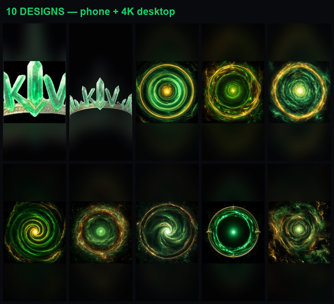 All 10 KV Kosmic Wallpaper designs — full preview grid