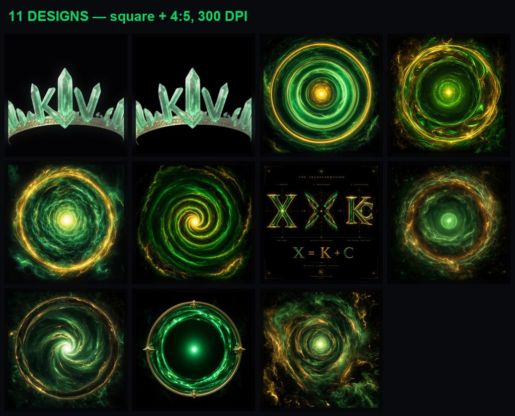 All 11 KV Kosmic Wall Art designs — full preview grid
