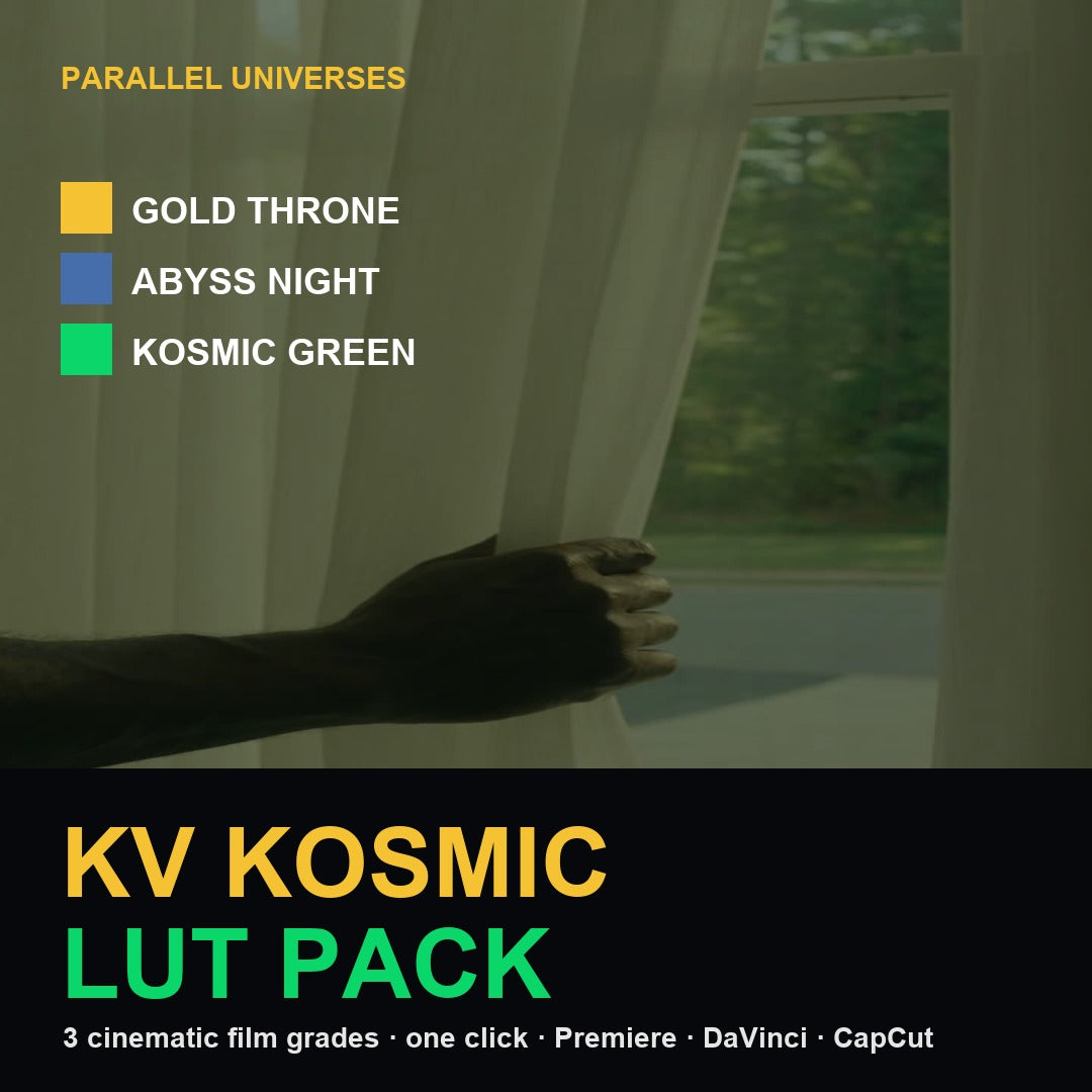 KV Kosmic LUT Pack cover — Gold Throne, Abyss Night, Kosmic Green